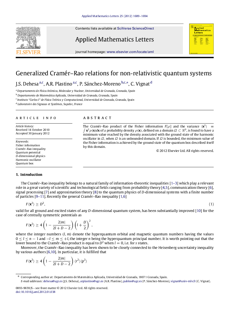 Generalized Cramér-Rao relations for non-relativistic quantum systems