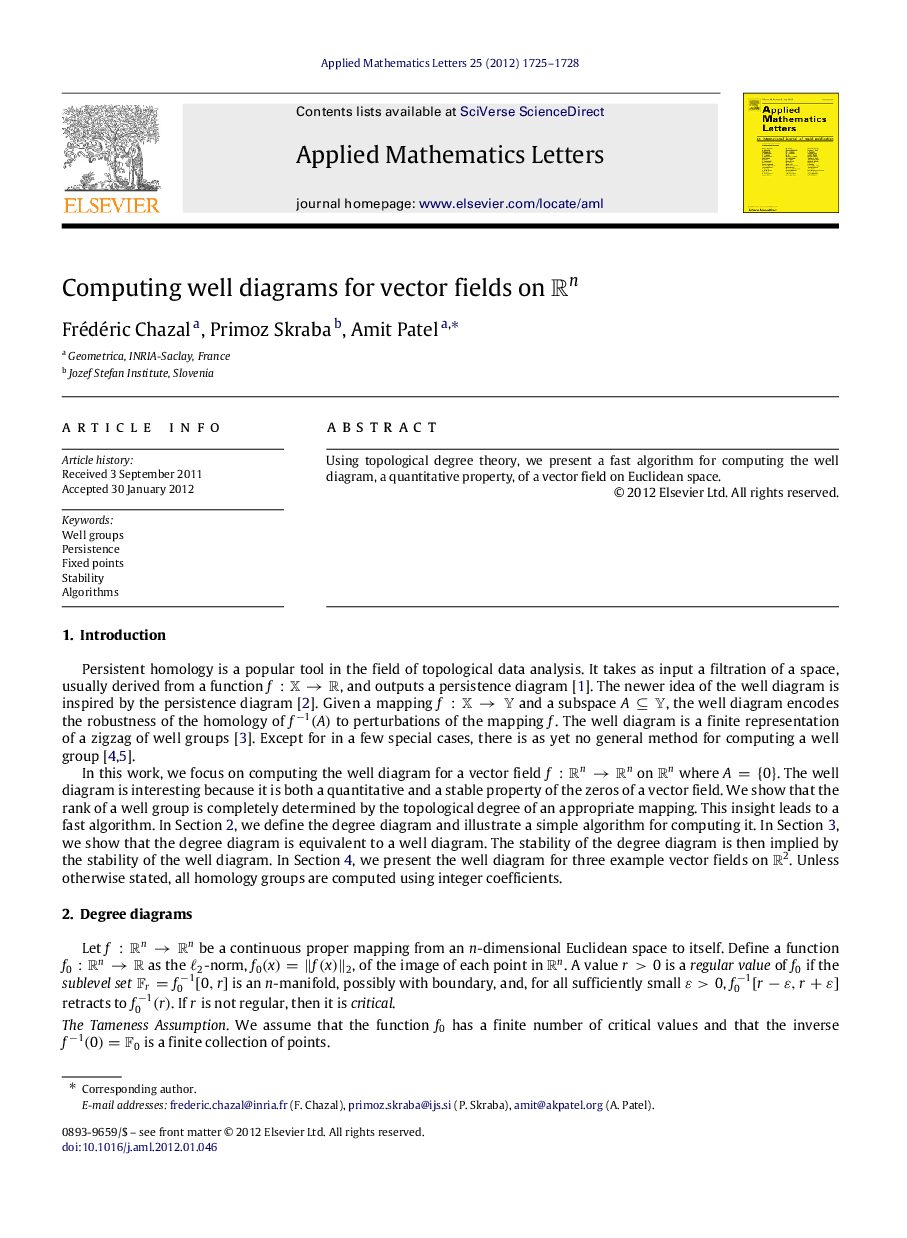 Computing well diagrams for vector fields on RnRn