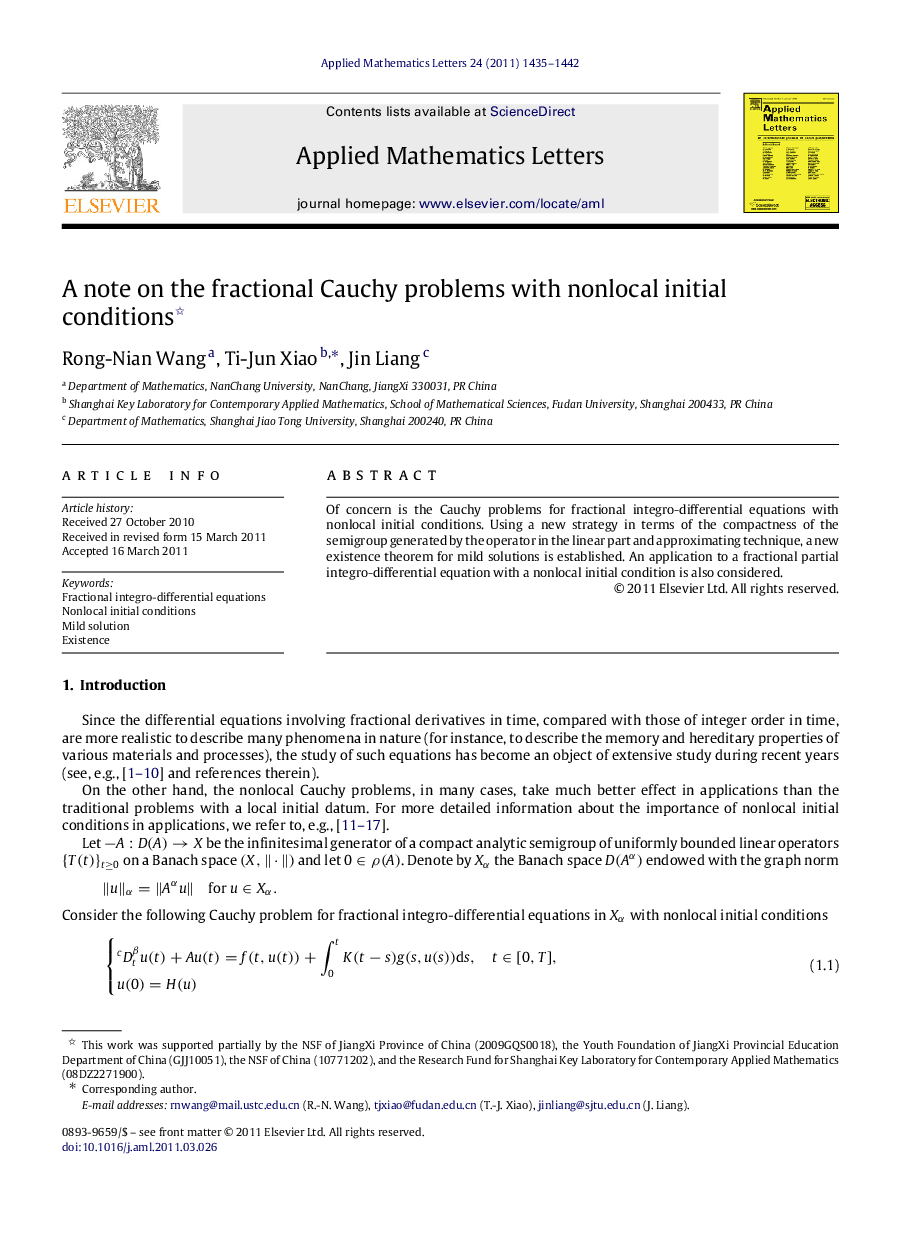 A note on the fractional Cauchy problems with nonlocal initial conditions 