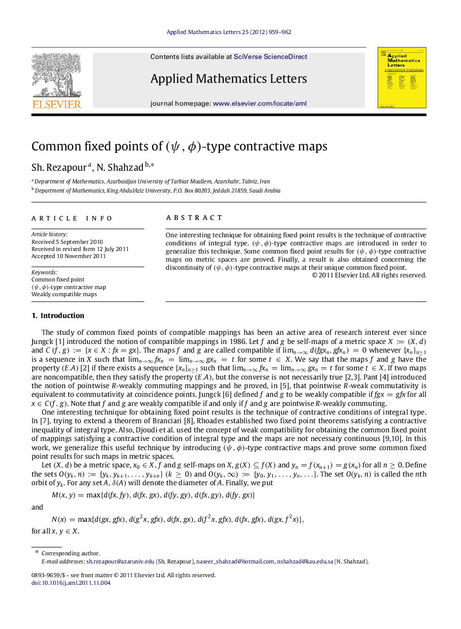 Common fixed points of (ψ,ϕ)(ψ,ϕ)-type contractive maps