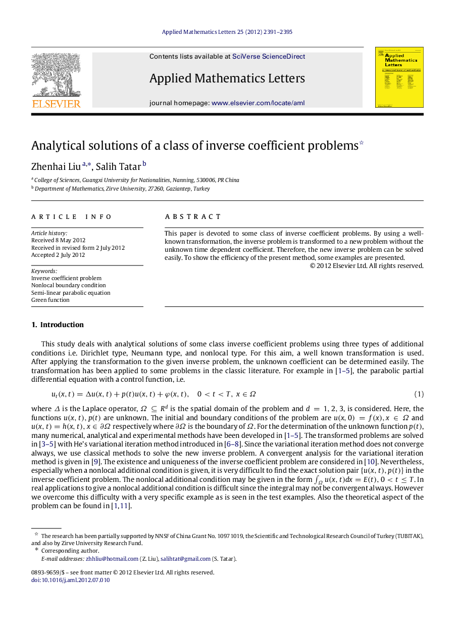 Analytical solutions of a class of inverse coefficient problems 