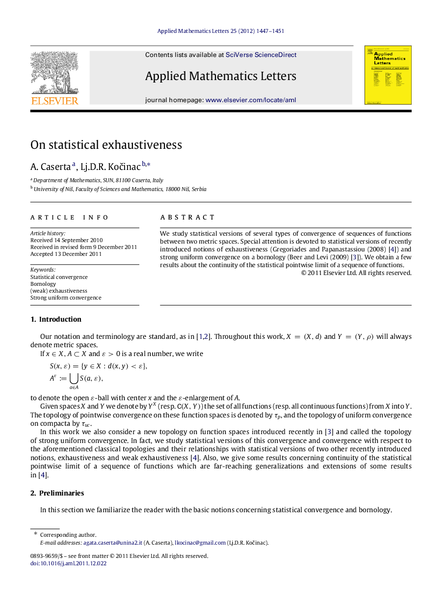 On statistical exhaustiveness