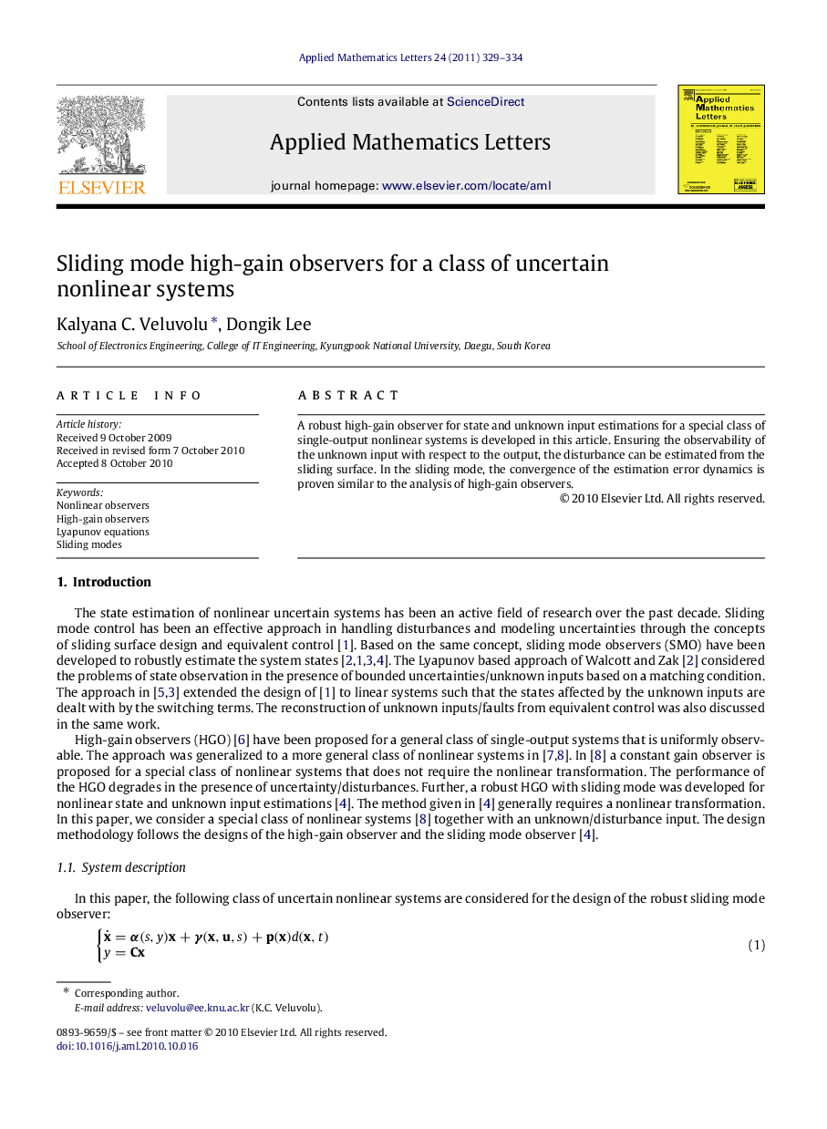 Sliding mode high-gain observers for a class of uncertain nonlinear systems