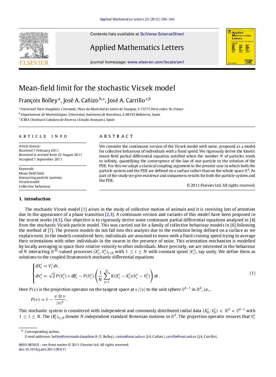 Mean-field limit for the stochastic Vicsek model