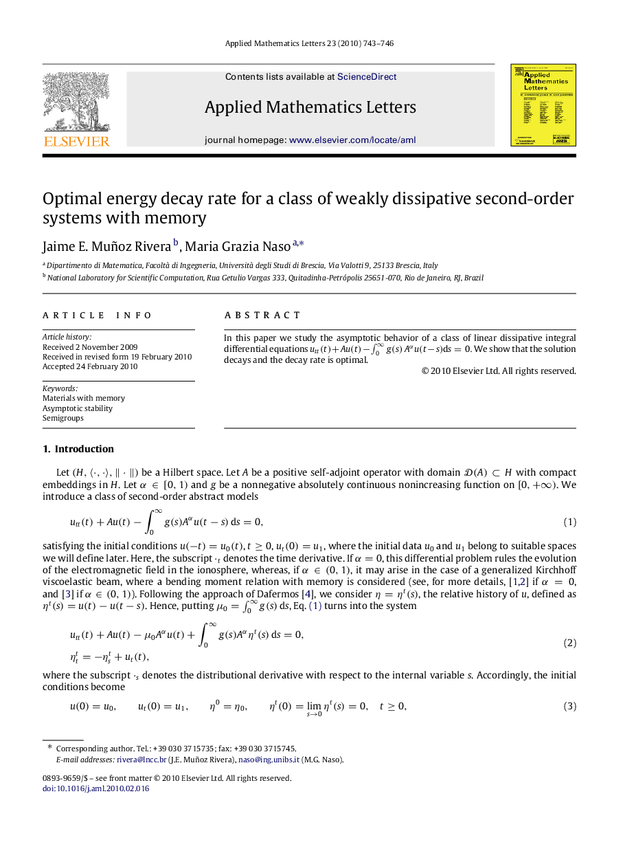 Optimal energy decay rate for a class of weakly dissipative second-order systems with memory