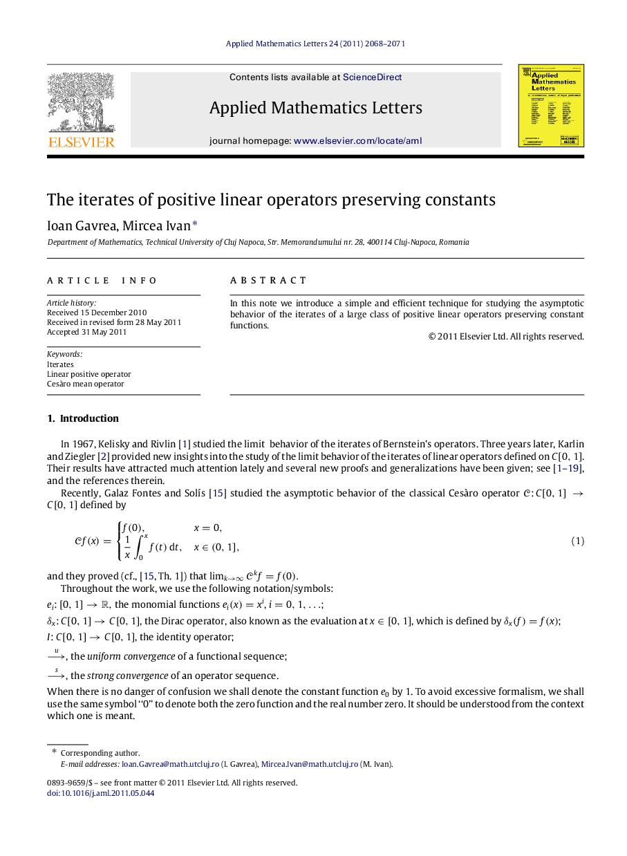 The iterates of positive linear operators preserving constants