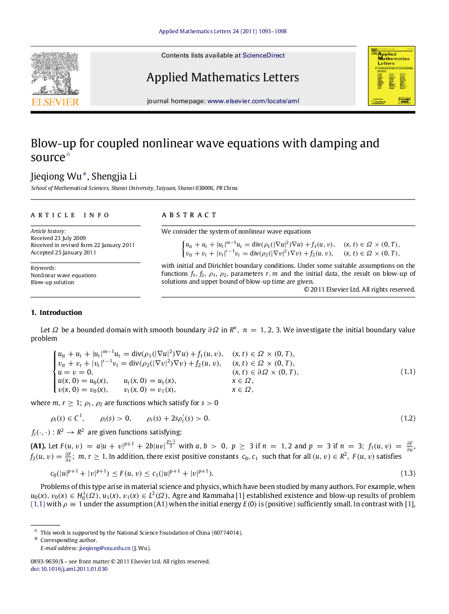 Blow-up for coupled nonlinear wave equations with damping and source 