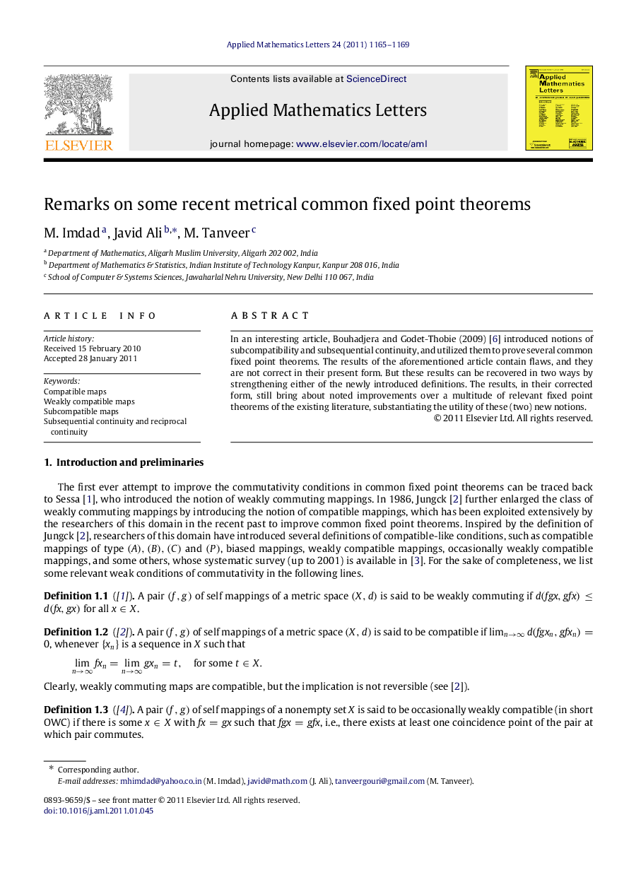 Remarks on some recent metrical common fixed point theorems