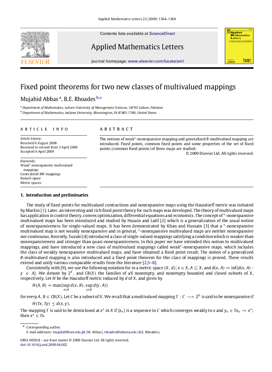 Fixed point theorems for two new classes of multivalued mappings