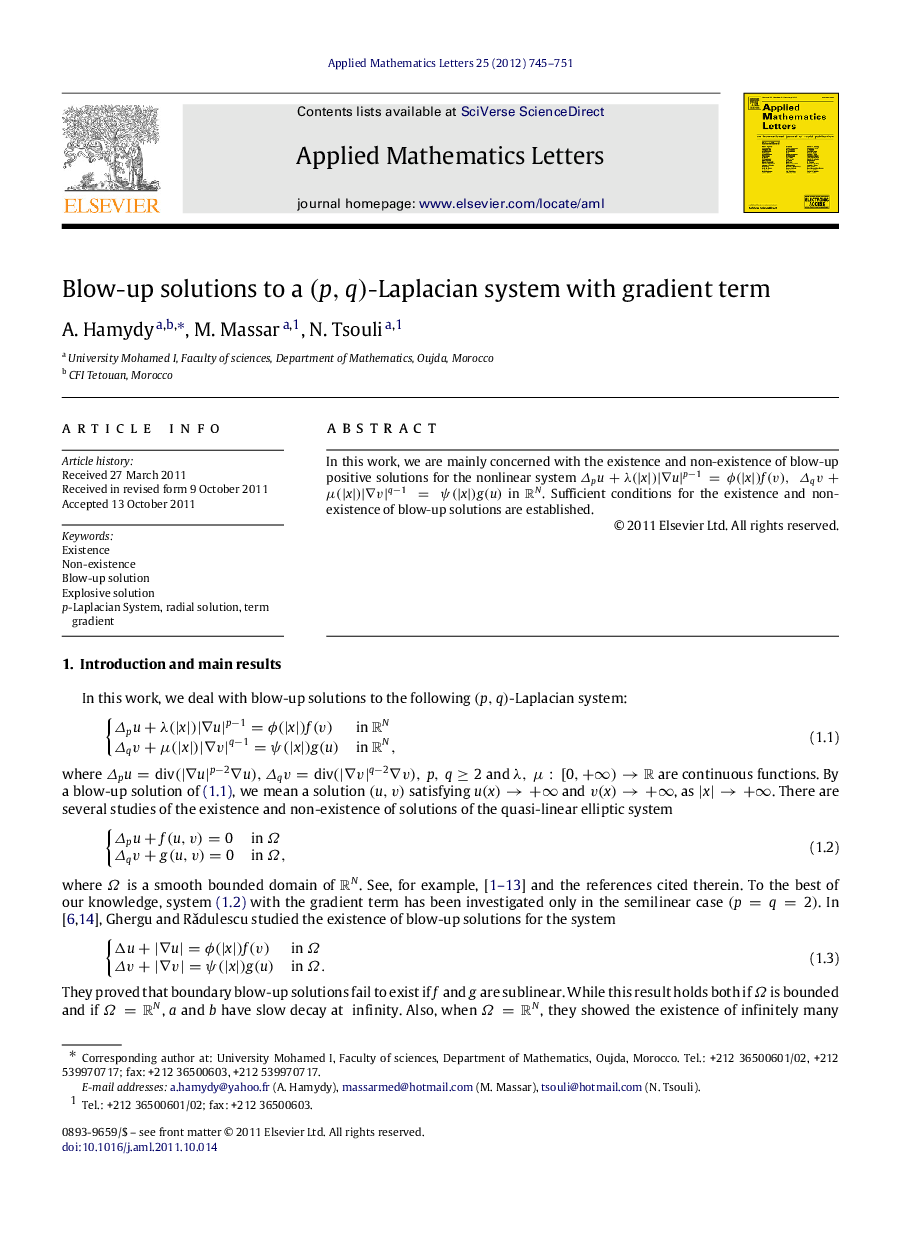 Blow-up solutions to a (p,q)(p,q)-Laplacian system with gradient term