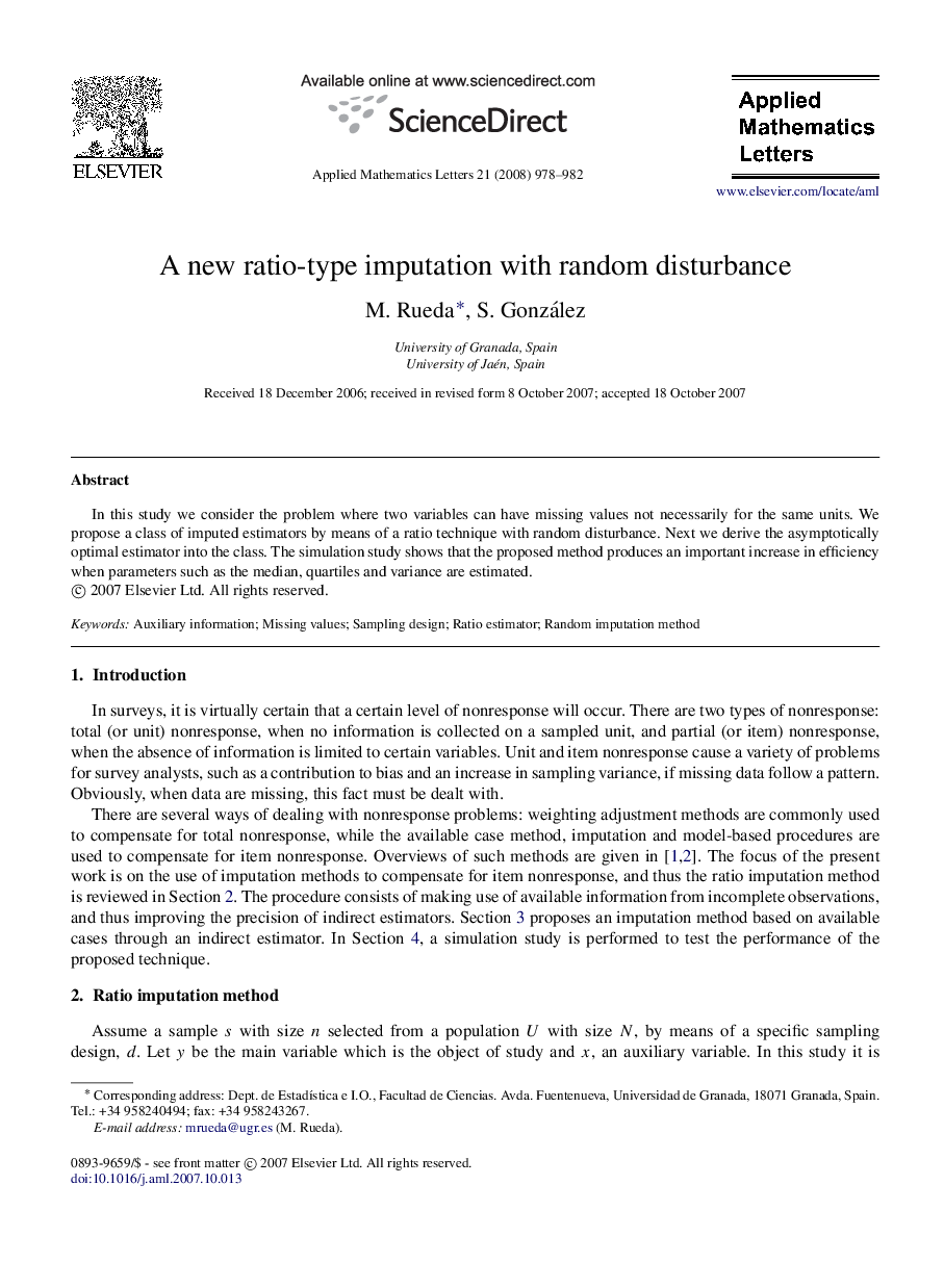 A new ratio-type imputation with random disturbance