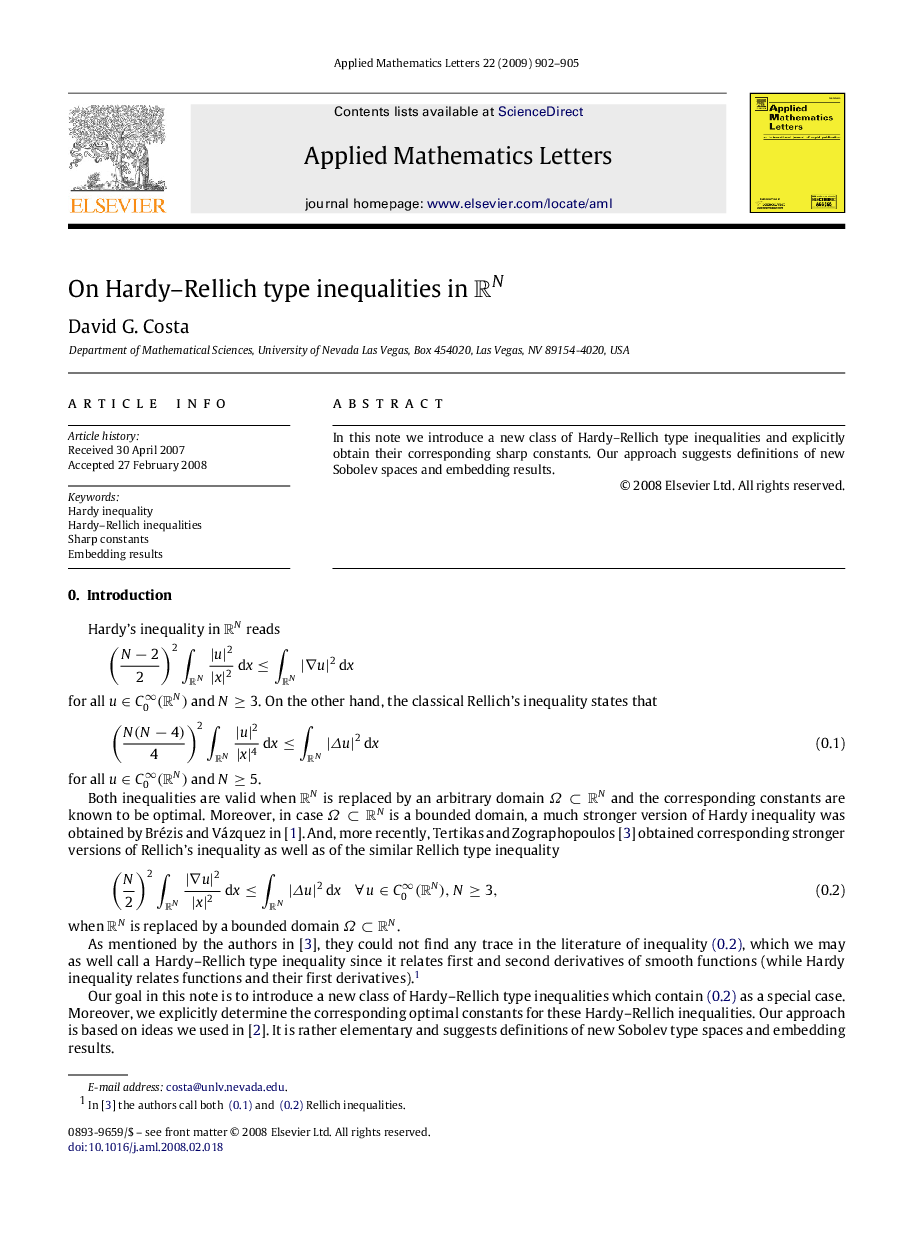 On Hardy–Rellich type inequalities in RNRN