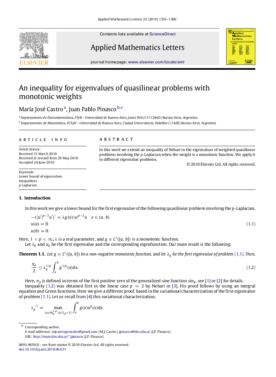 An inequality for eigenvalues of quasilinear problems with monotonic weights