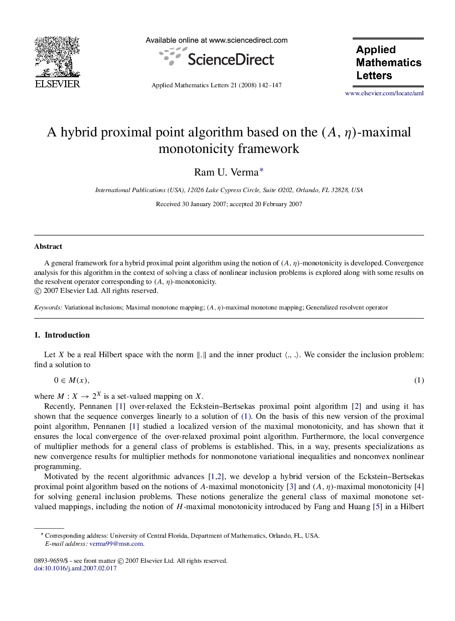 A hybrid proximal point algorithm based on the (A,η)(A,η)-maximal monotonicity framework