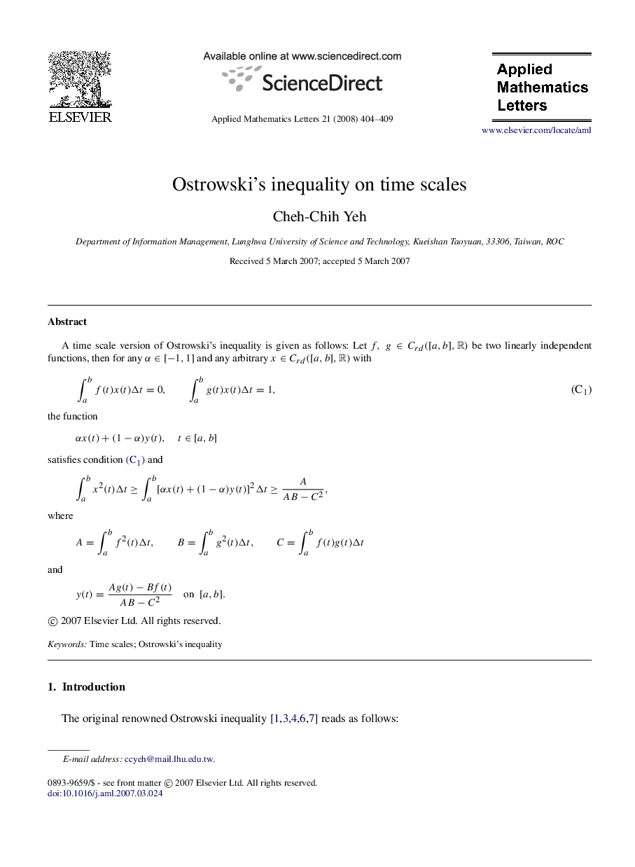 Ostrowski’s inequality on time scales