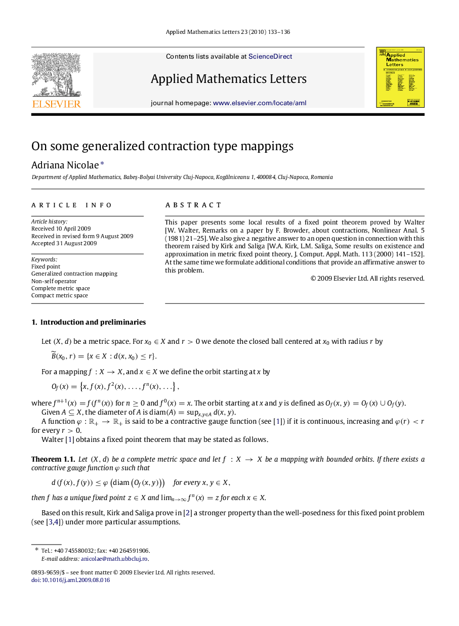 On some generalized contraction type mappings