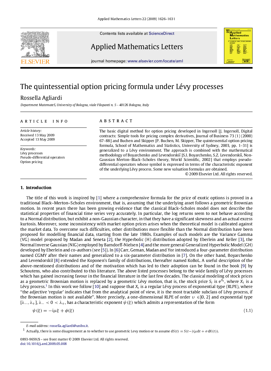 The quintessential option pricing formula under Lévy processes