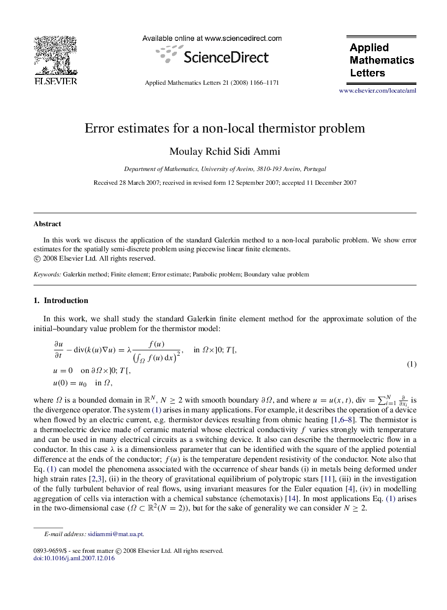 Error estimates for a non-local thermistor problem