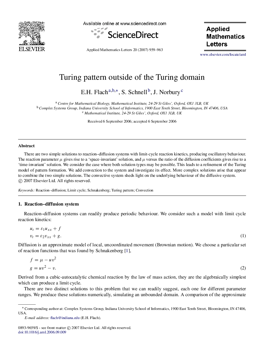 Turing pattern outside of the Turing domain