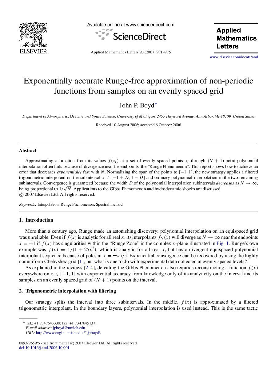 Exponentially accurate Runge-free approximation of non-periodic functions from samples on an evenly spaced grid