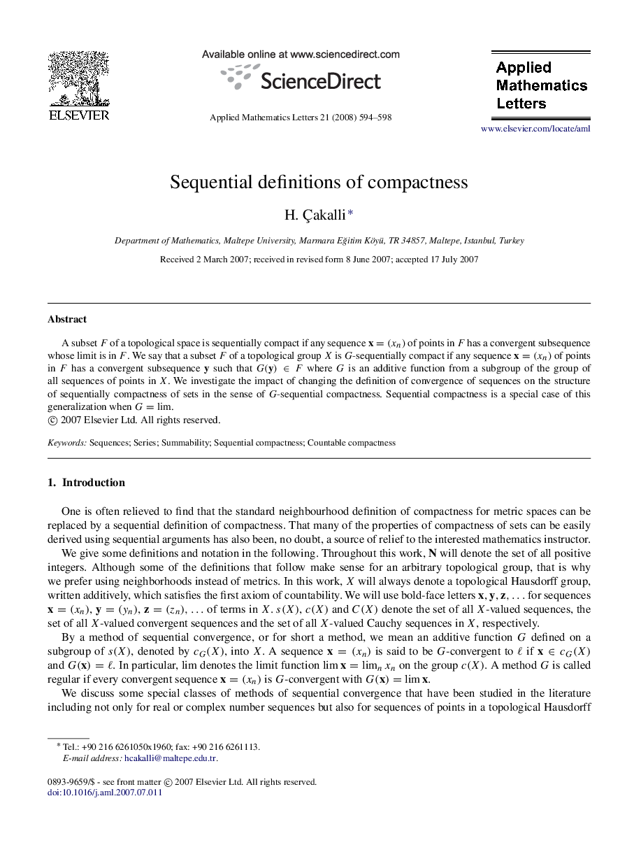 Sequential definitions of compactness