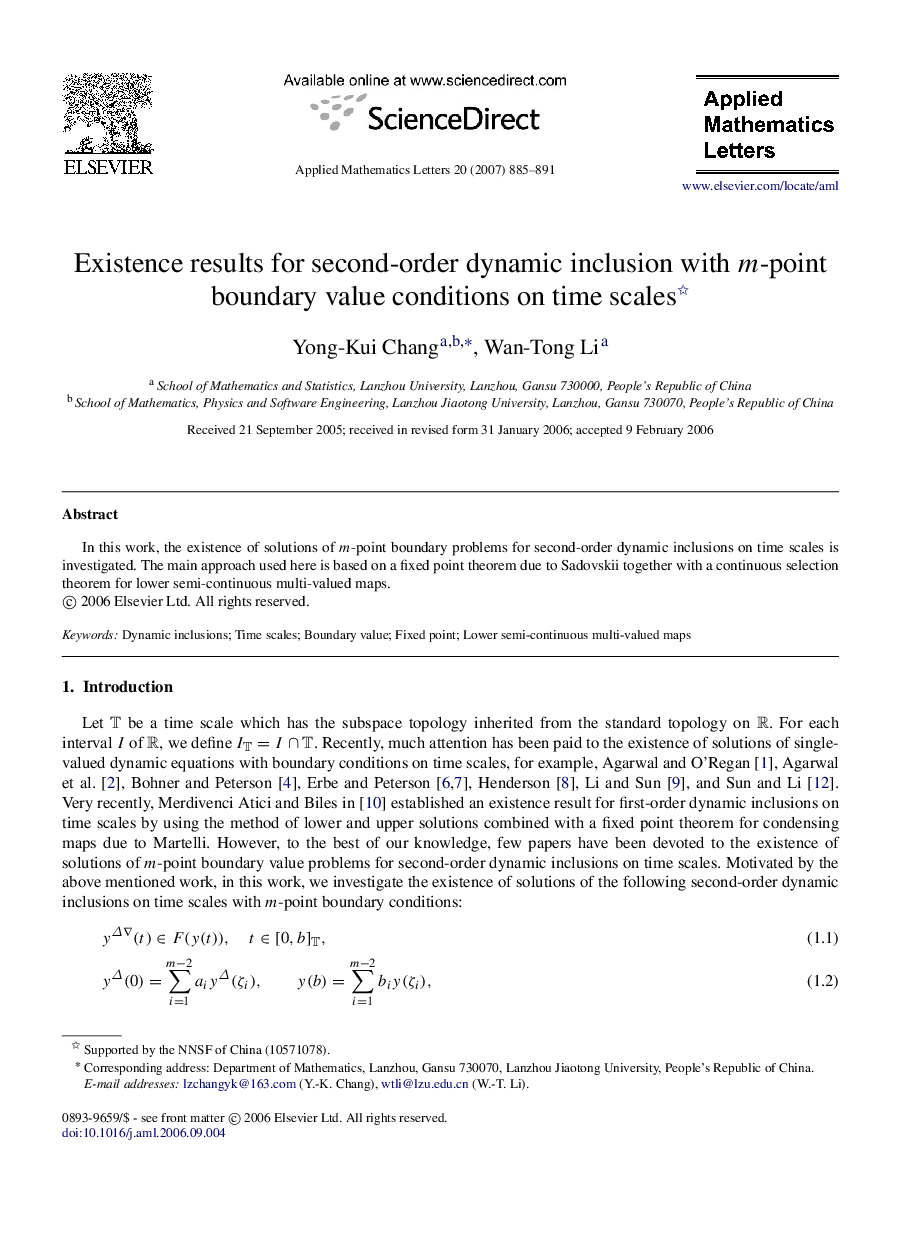 Existence results for second-order dynamic inclusion with mm-point boundary value conditions on time scales 