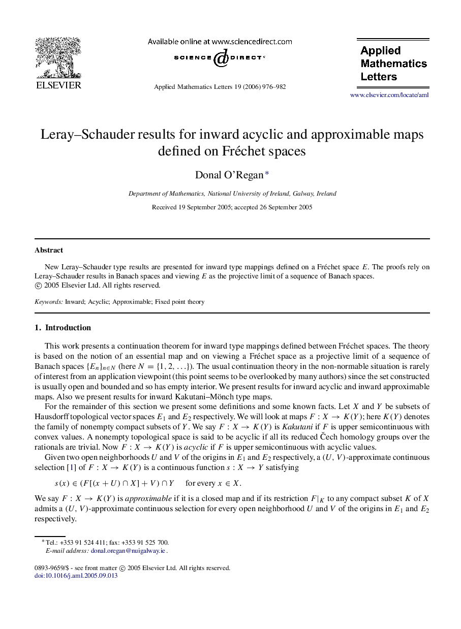 Leray–Schauder results for inward acyclic and approximable maps defined on Fréchet spaces