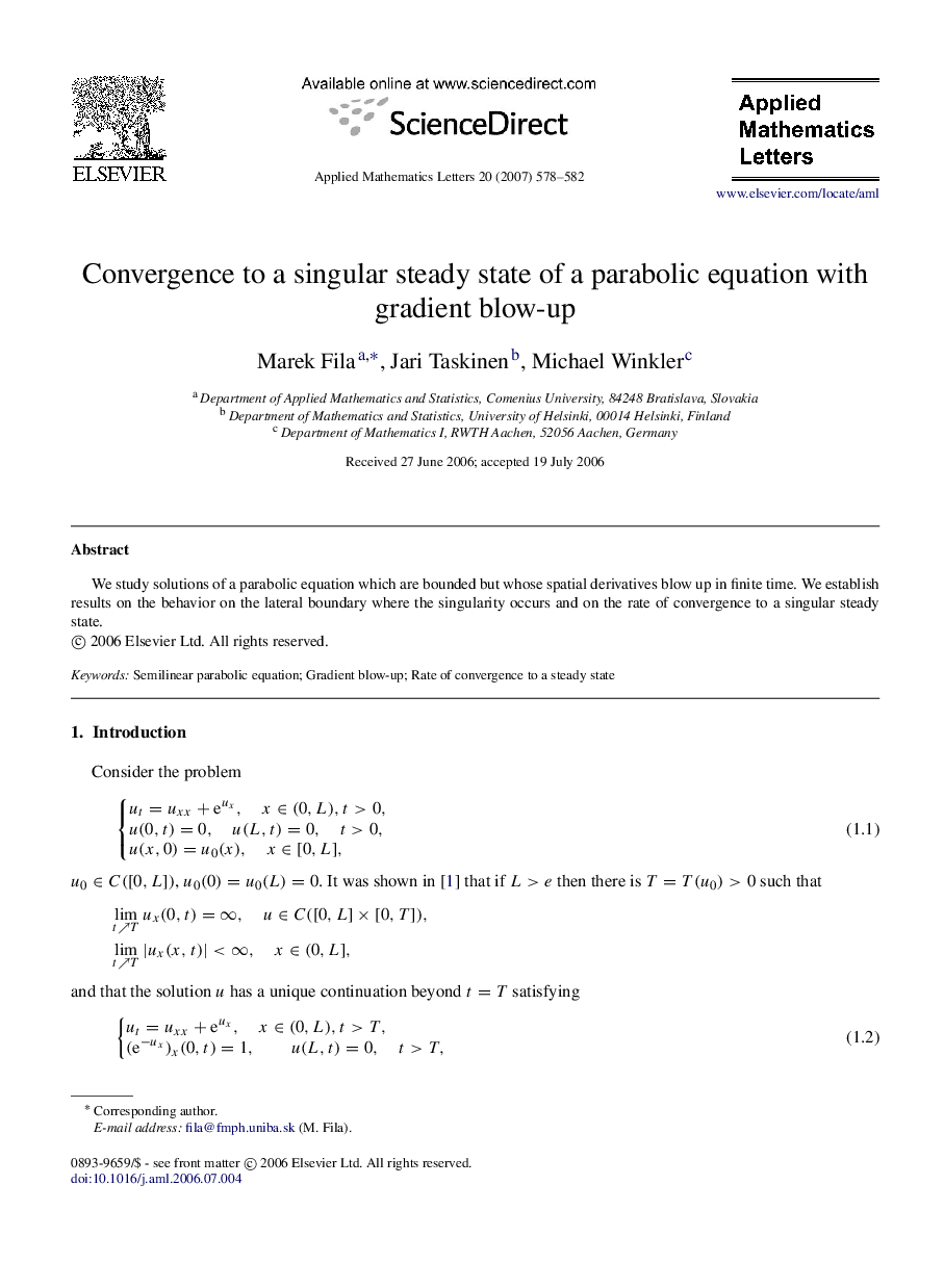 Convergence to a singular steady state of a parabolic equation with gradient blow-up