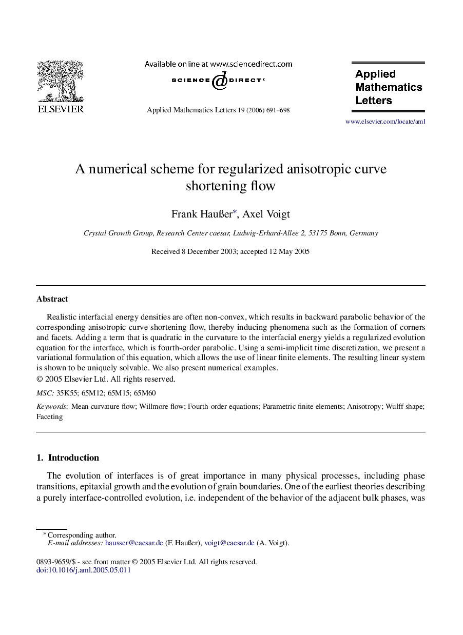 A numerical scheme for regularized anisotropic curve shortening flow