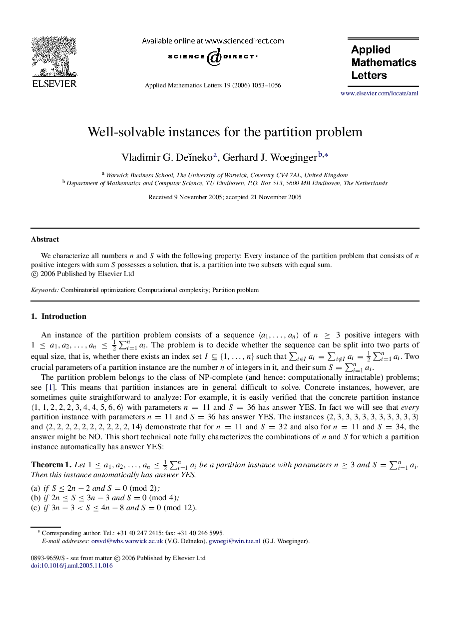 Well-solvable instances for the partition problem