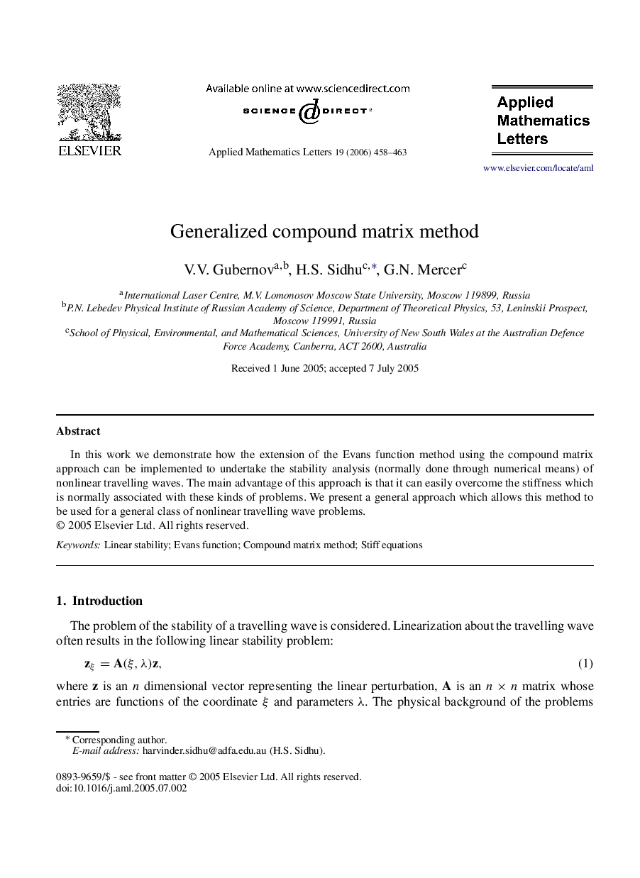 Generalized compound matrix method