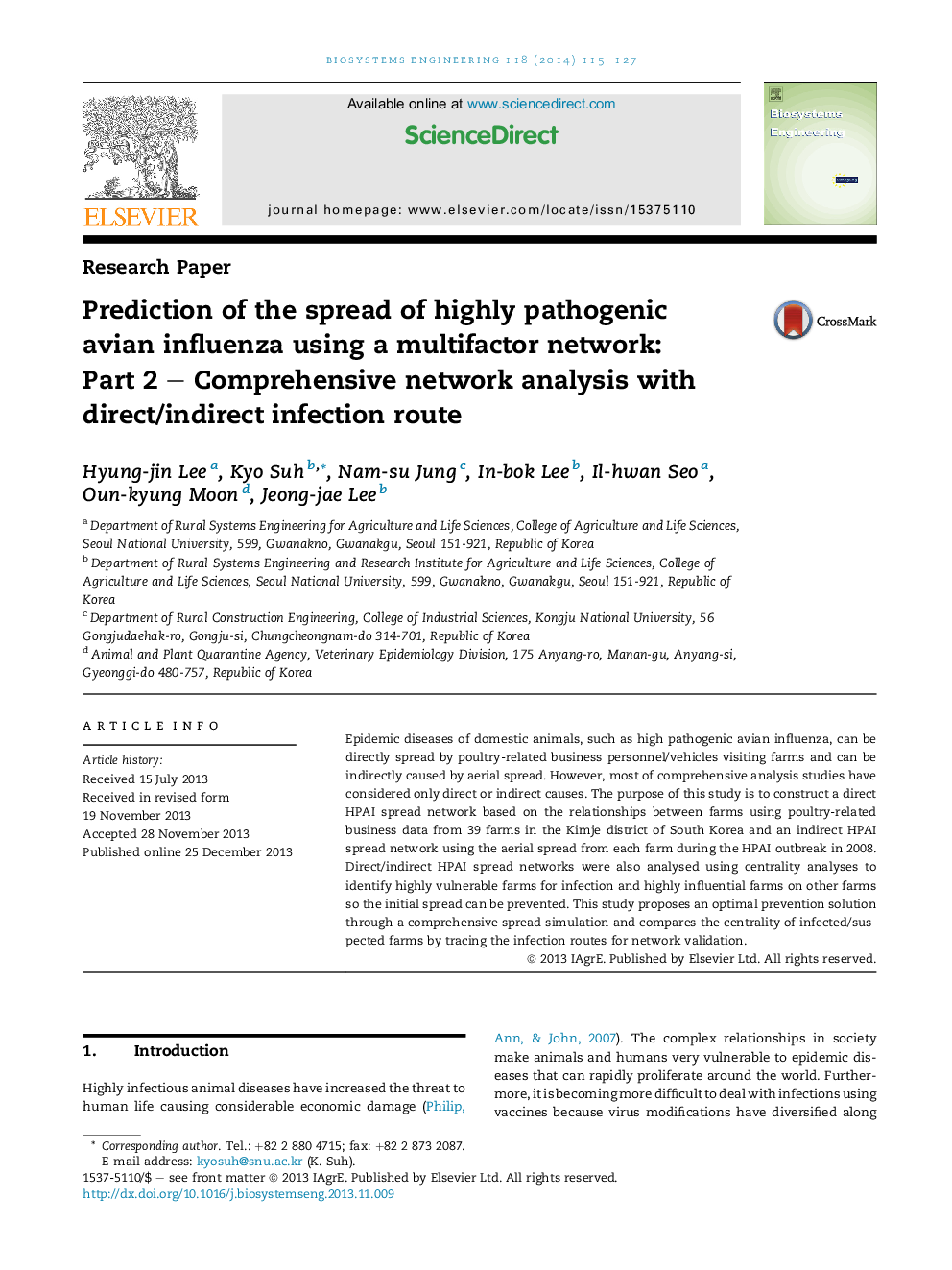 Prediction of the spread of highly pathogenic avian influenza using a multifactor network: Part 2 – Comprehensive network analysis with direct/indirect infection route