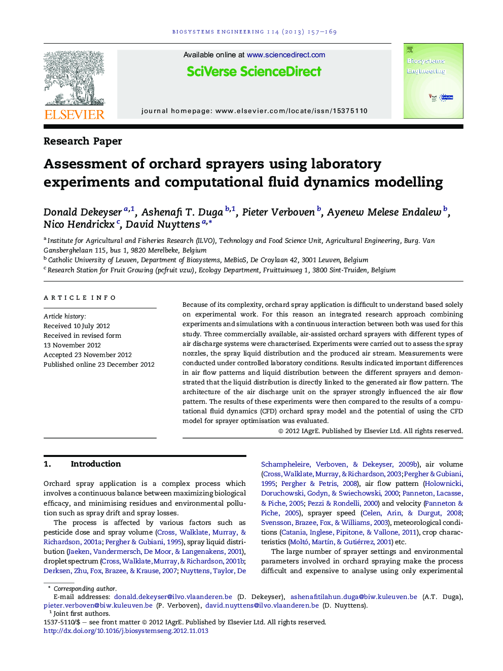 Assessment of orchard sprayers using laboratory experiments and computational fluid dynamics modelling