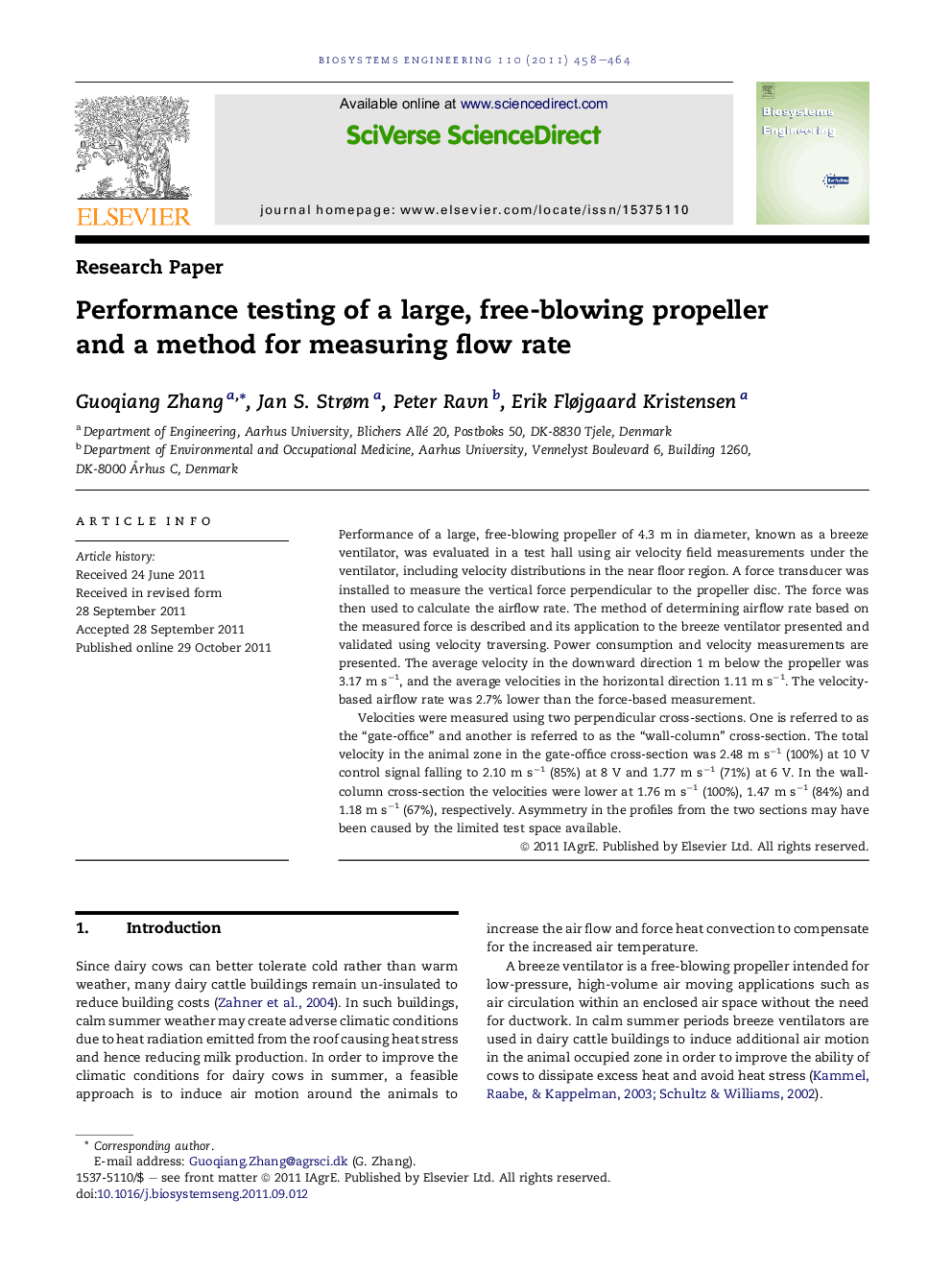 Performance testing of a large, free-blowing propeller and a method for measuring flow rate