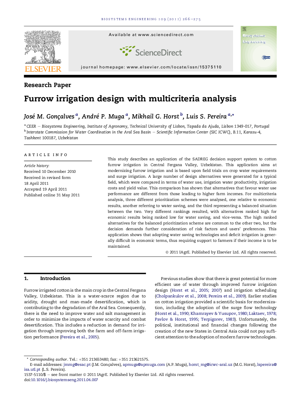 Furrow irrigation design with multicriteria analysis