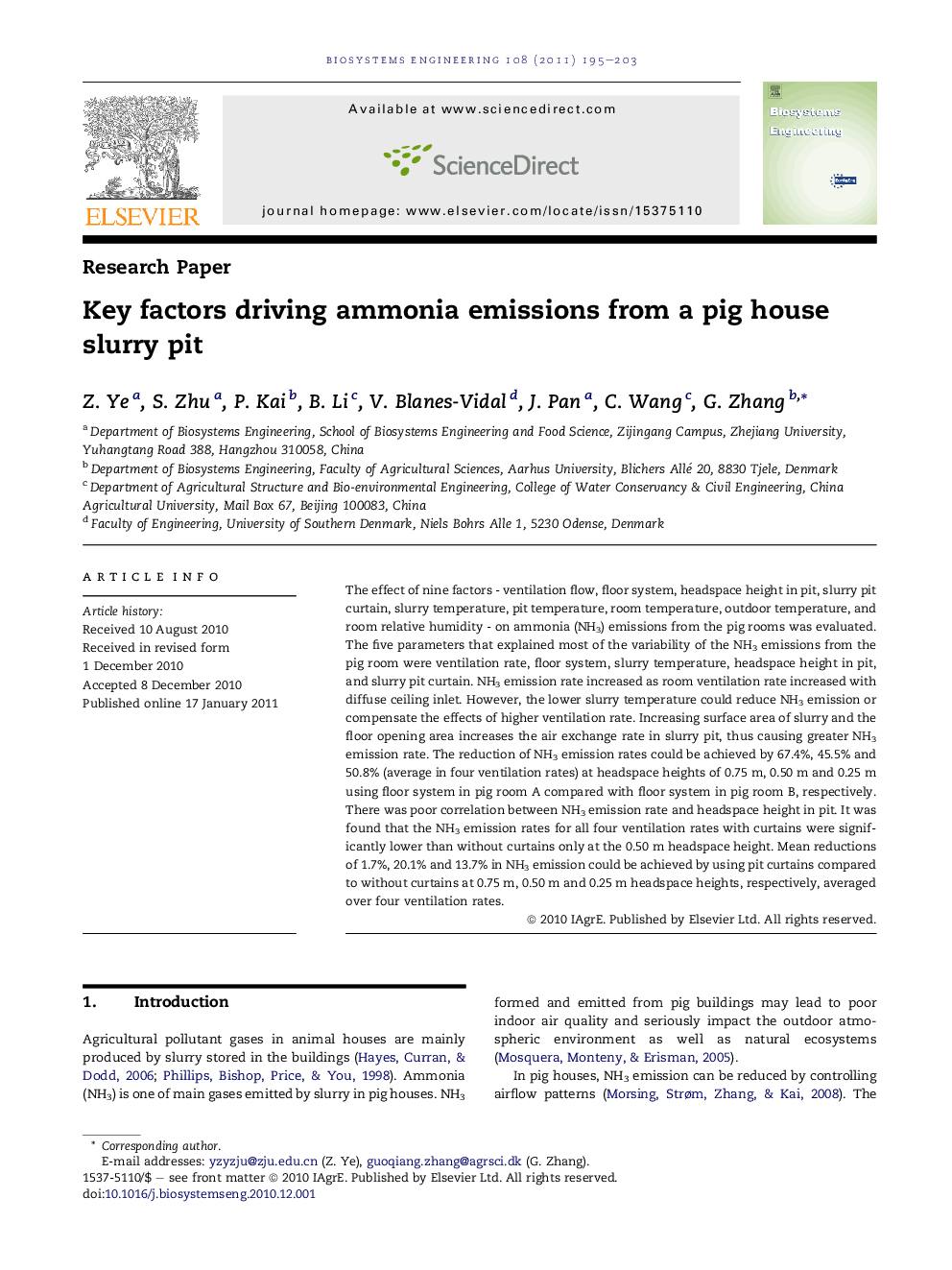 Key factors driving ammonia emissions from a pig house slurry pit