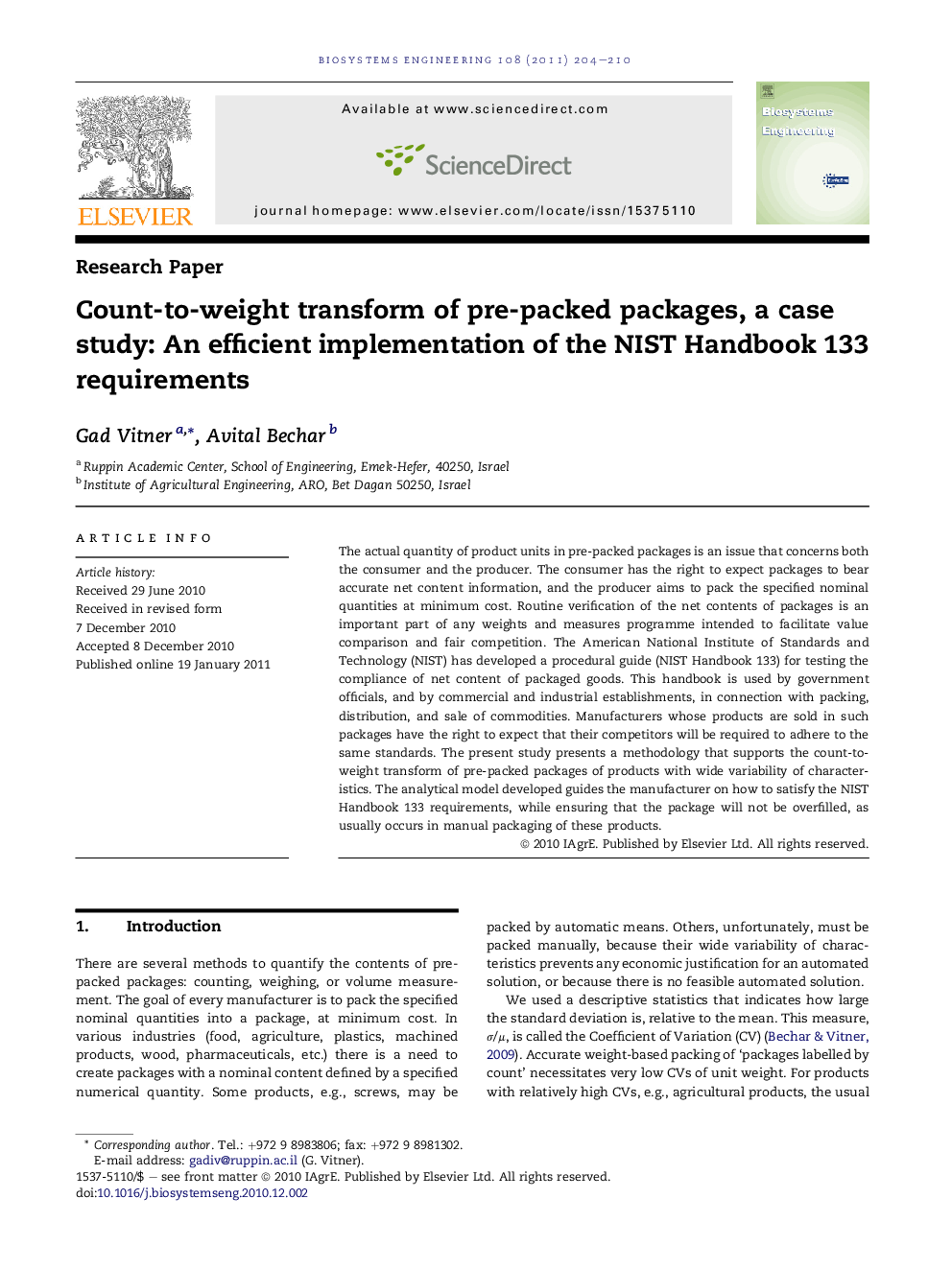 Count-to-weight transform of pre-packed packages, a case study: An efficient implementation of the NIST Handbook 133 requirements