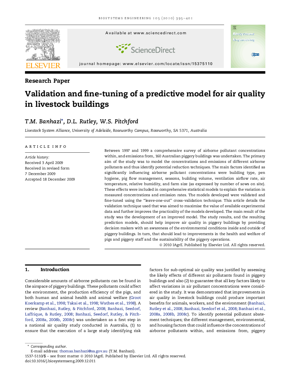 Validation and fine-tuning of a predictive model for air quality in livestock buildings