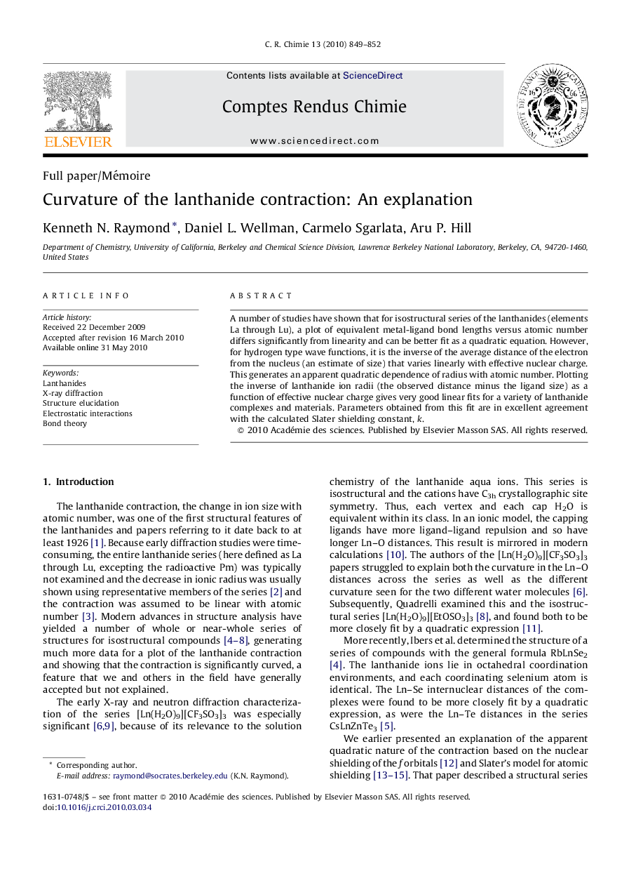 Curvature of the lanthanide contraction: An explanation