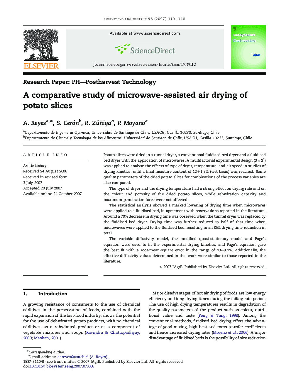 A comparative study of microwave-assisted air drying of potato slices