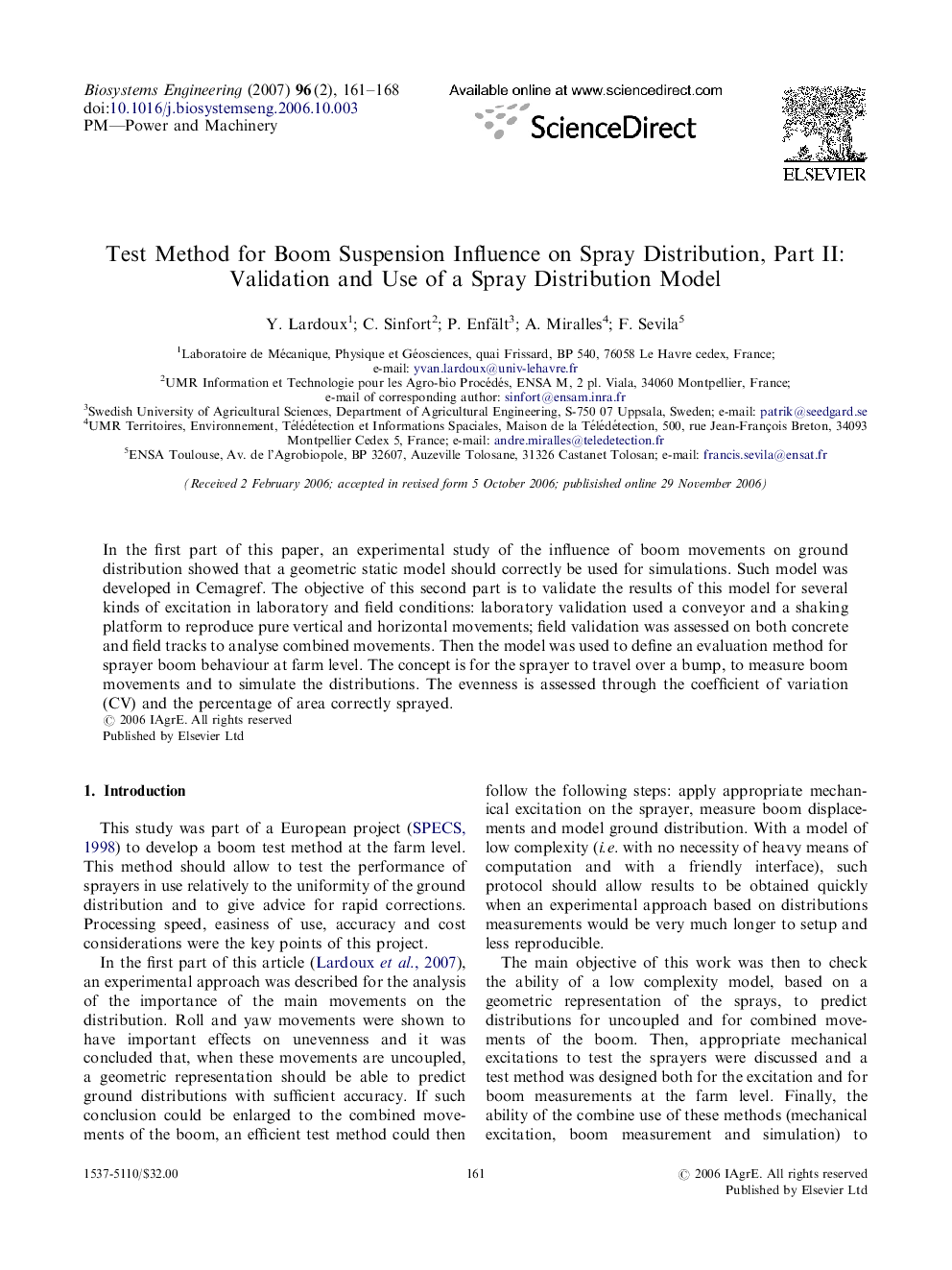 Test Method for Boom Suspension Influence on Spray Distribution, Part II: Validation and Use of a Spray Distribution Model