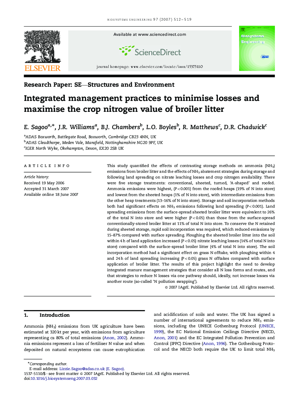 Integrated management practices to minimise losses and maximise the crop nitrogen value of broiler litter