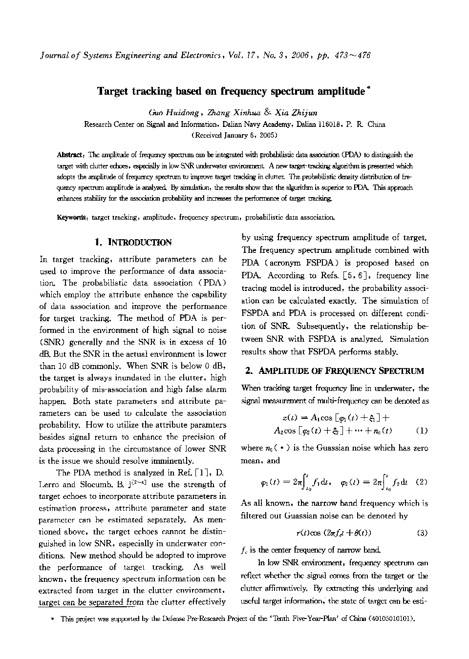 Target tracking based on frequency spectrum amplitude1
		