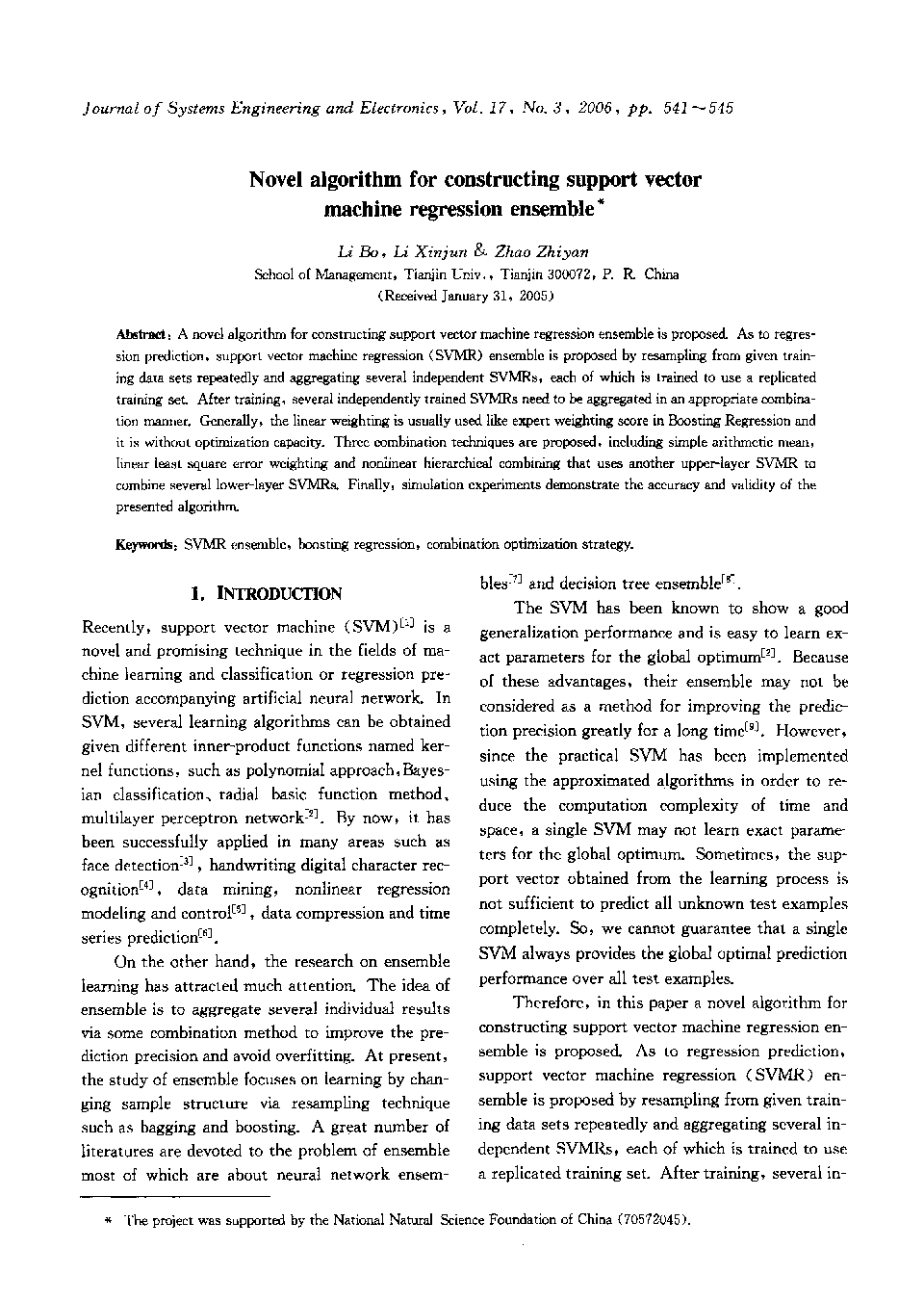 Novel algorithm for constructing support vector machine regression ensemble1
		