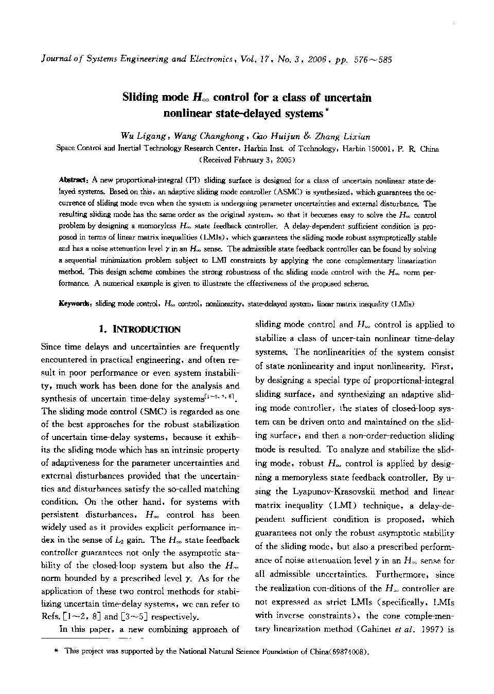 Sliding mode Hâ control for a class of uncertain nonlinear state-delayed systems1