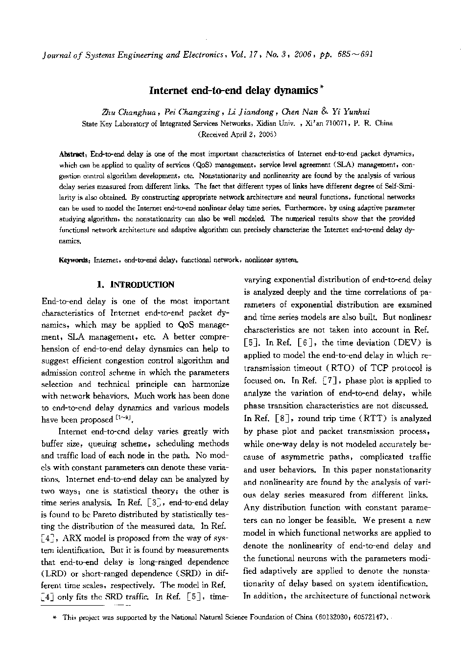 Internet end-to-end delay dynamics1
		