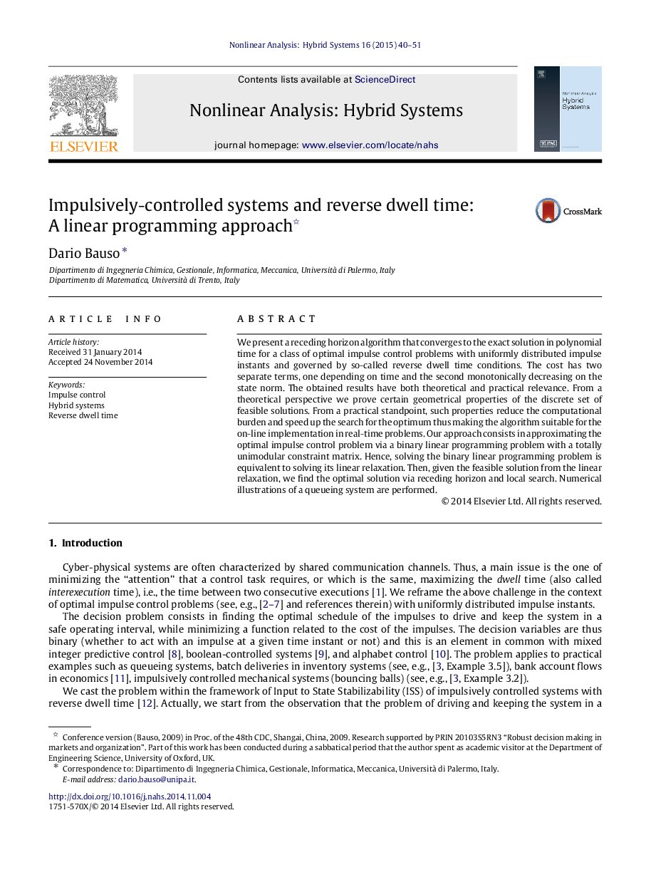 Impulsively-controlled systems and reverse dwell time: A linear programming approach