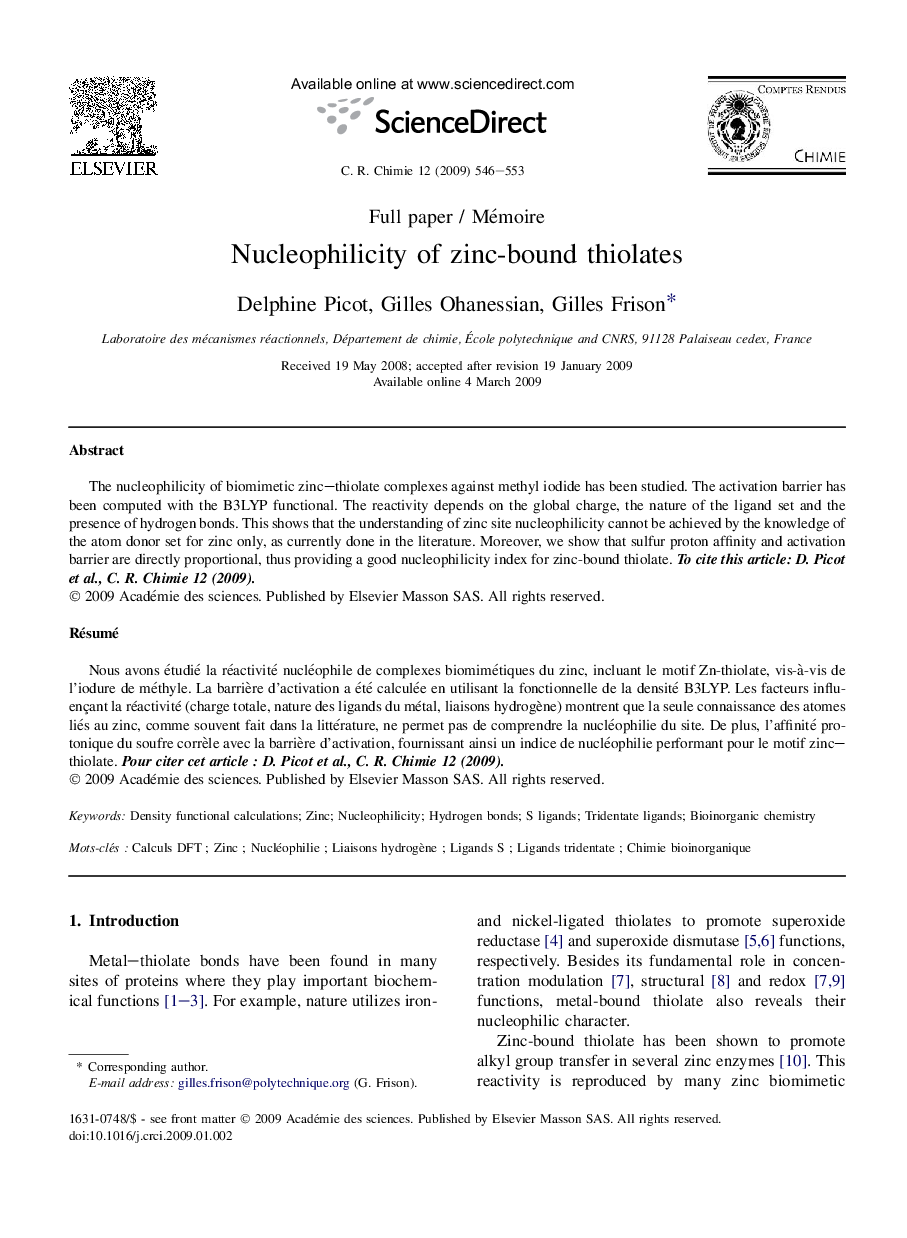 Nucleophilicity of zinc-bound thiolates