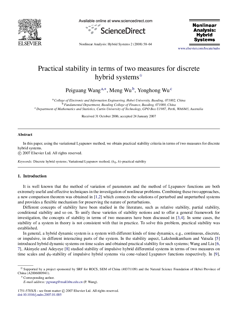 Practical stability in terms of two measures for discrete hybrid systems