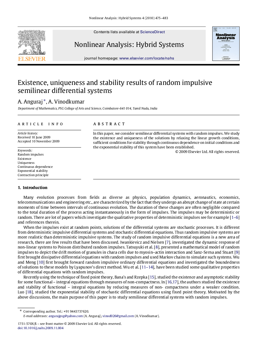 Existence, uniqueness and stability results of random impulsive semilinear differential systems